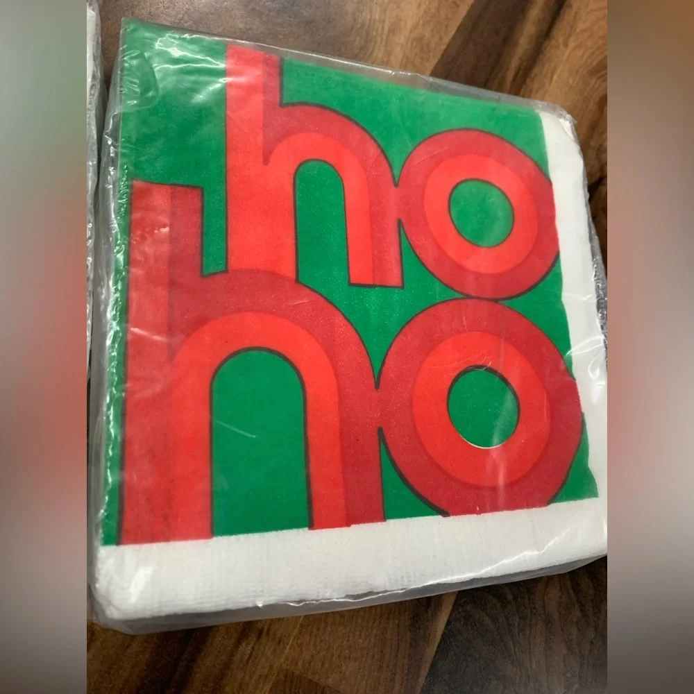 Vintage Christmas Theme Paper Napkins Lot of 2 Packages Ho Ho Christmas Trees